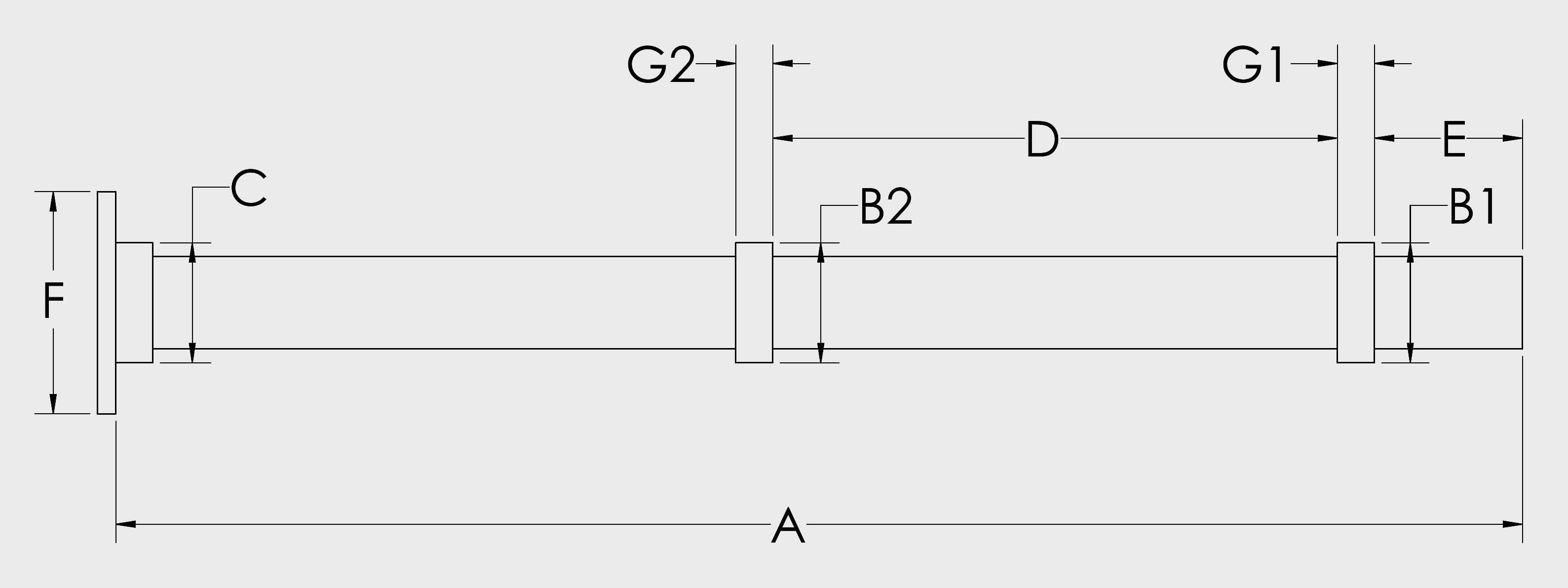 Metal liner measurement diagram labeled A through G2